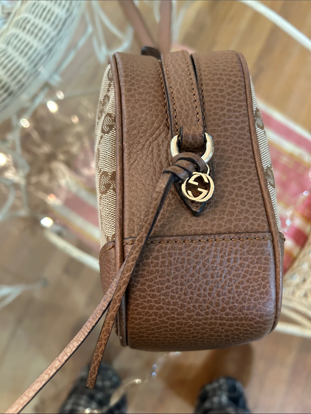 Gucci Beige GG Canvas and Brown Leather Crossbody Bag - Picture 12 of 12